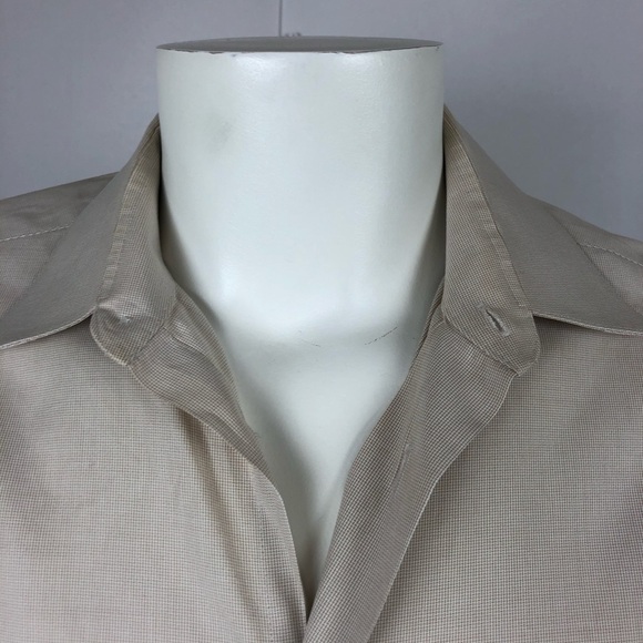 Calvin Klein Mens Size L Tan Long Dress Shirt - Picture 2 of 11